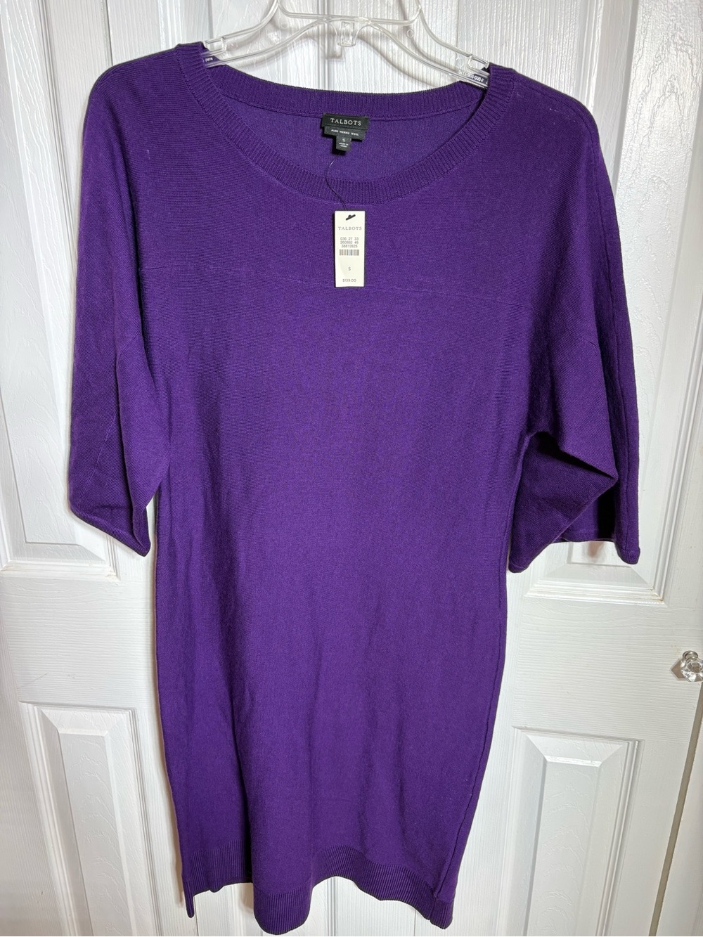 Talbots Vivid Purple Merino Wool Crewneck Sweater